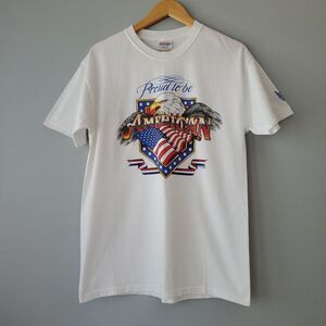 Hanes Comfort White Proud To Be An American Vintage Eagle Tee Shirt Unisex MED